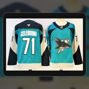 Men's NHL San Jose Sharks Macklin Celebrini 35th Anniversary Heritage 2.0 Jersey